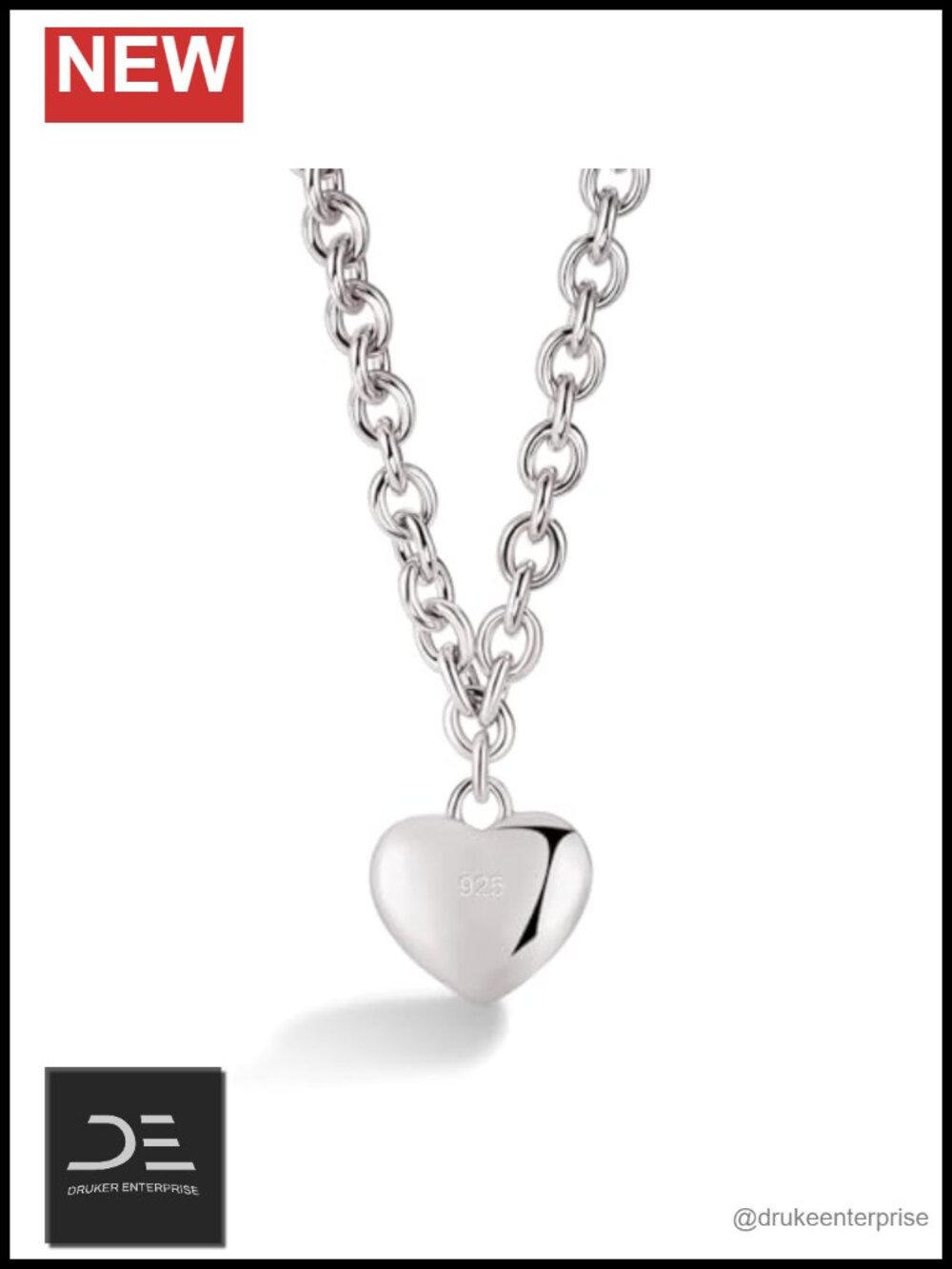 925 Sterling Silver Heart Pendant Necklace Women